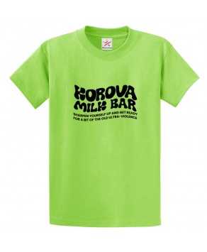 Korova Milk Bar Classic Unisex Kids and Adults T-Shirt for Crime Thriller Clockwork Fans